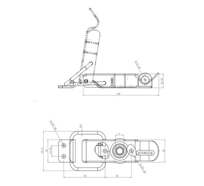 YH2167 304 stainless steel trailer side locks latch for trailer lock passenger car trailer locking parts