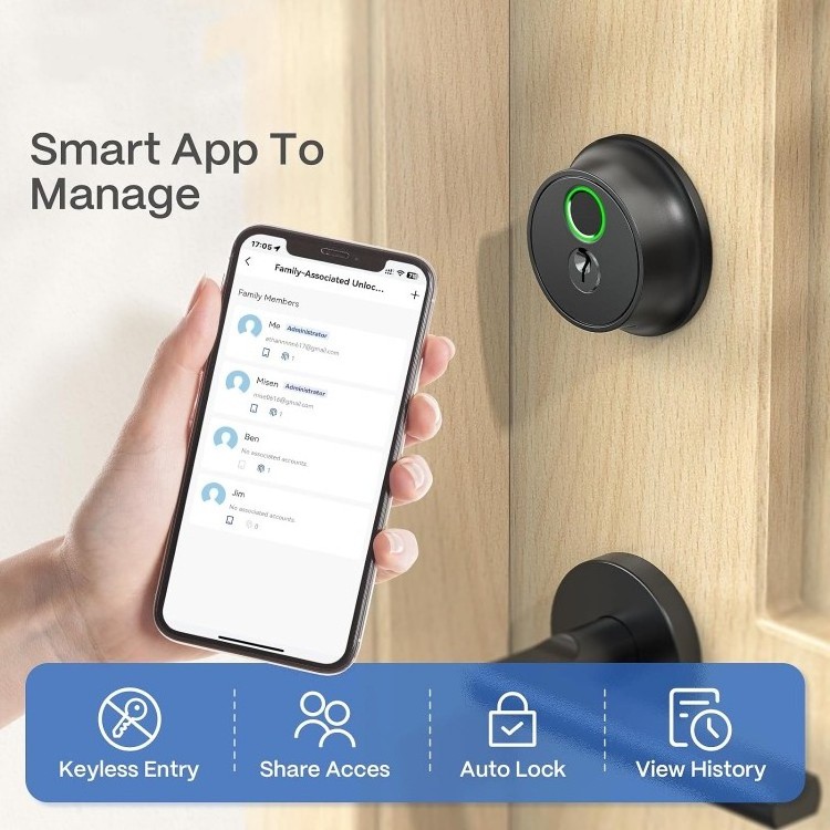 YH3150 New fingerprint deadbolt smart door lock bedroom office bluetooth smart door locks