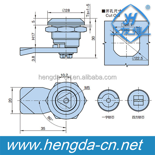 Best-selling triangle cam lock with tubular tool key