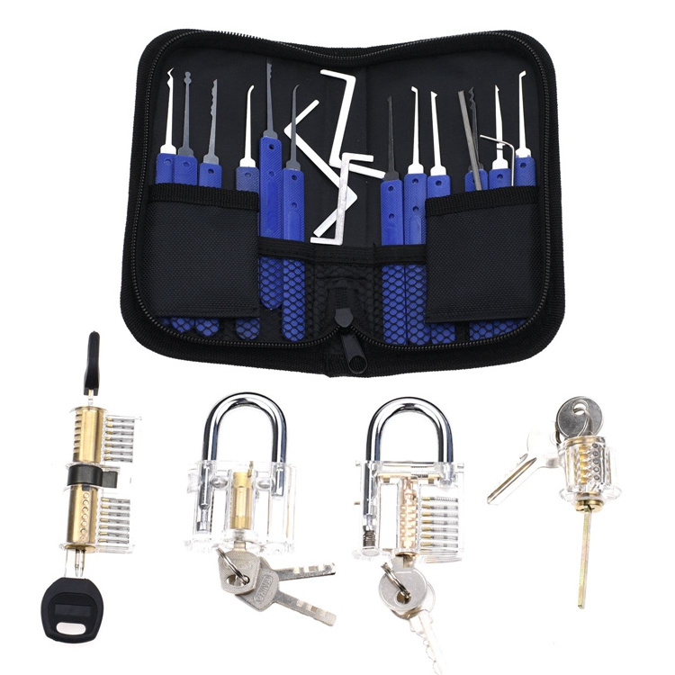 YH9278 17-Piece Lock Picking Tools with Clear Practice Training Locks for Lockpicking, Extractor Tool for Beginner