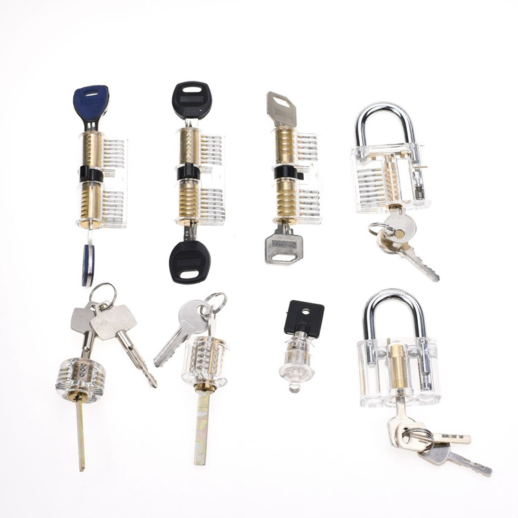 YH10024  9pcs 8pcs Transparent Locks Practice Lock Set Visible Locks Common Padlocks Training Pick Set for Beginner Locksmith