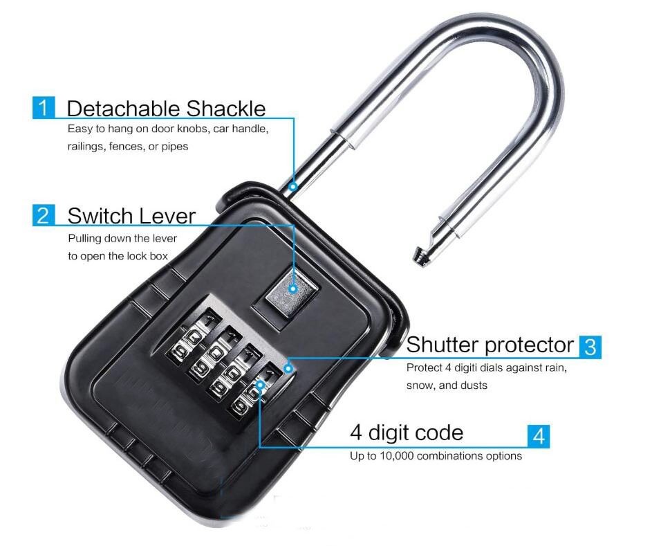 YH2143 Portfolio Realtor Lock,4 PIN Lock, Real Estate Key Lock Box