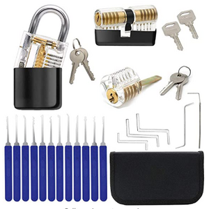 YH1173 Lock pick set steel locksmith tool picking tools with 3 Transparent Padlock