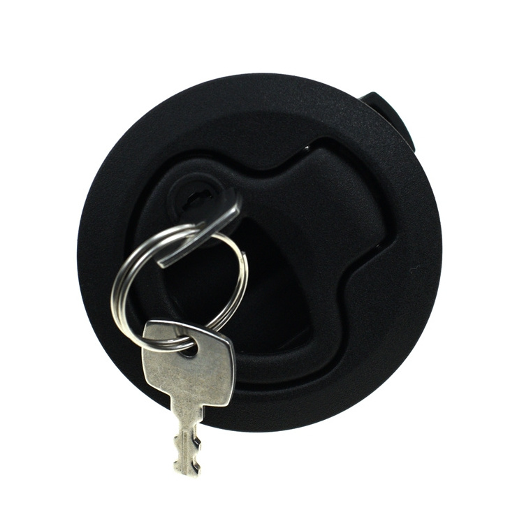 YH1328 Black zinc alloy round lock ,press flat cabinet door round head lockm, RV door lock Marine floor lock