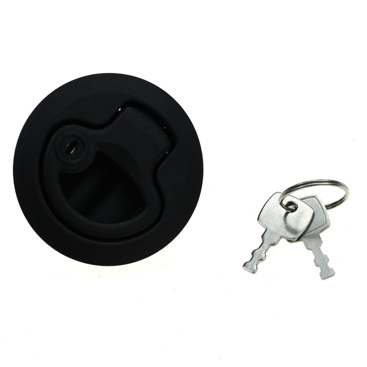 YH1328 Black zinc alloy round lock ,press flat cabinet door round head lockm, RV door lock Marine floor lock