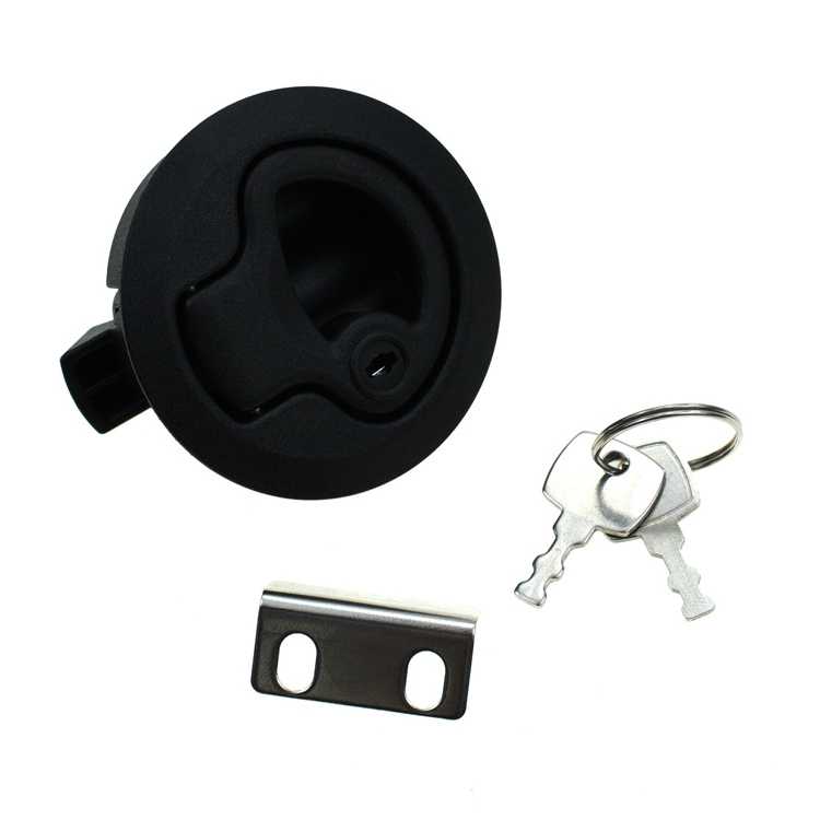 YH1328 Black zinc alloy round lock ,press flat cabinet door round head lockm, RV door lock Marine floor lock