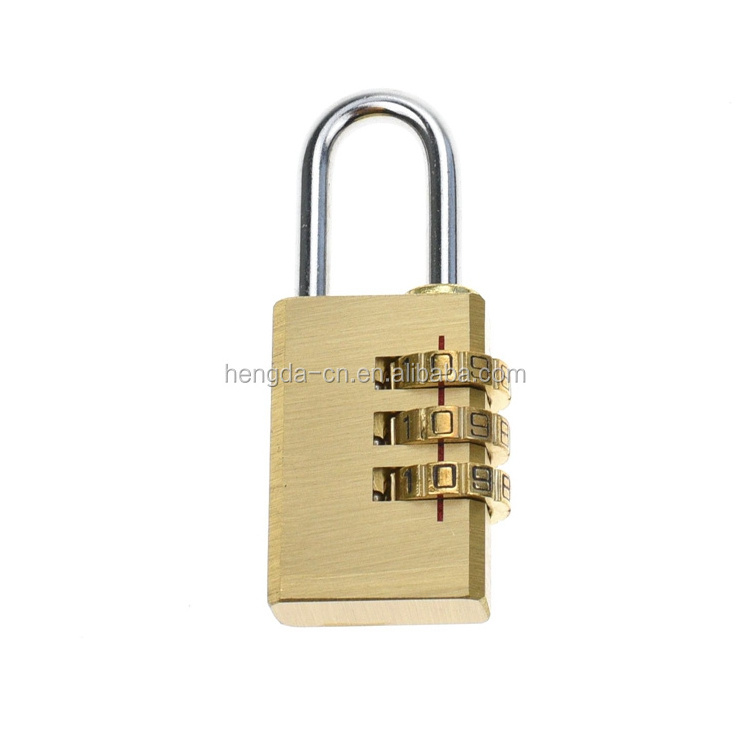 YH10072   Copper Combination padlock  3 Digital Brass Padlock Door  lock