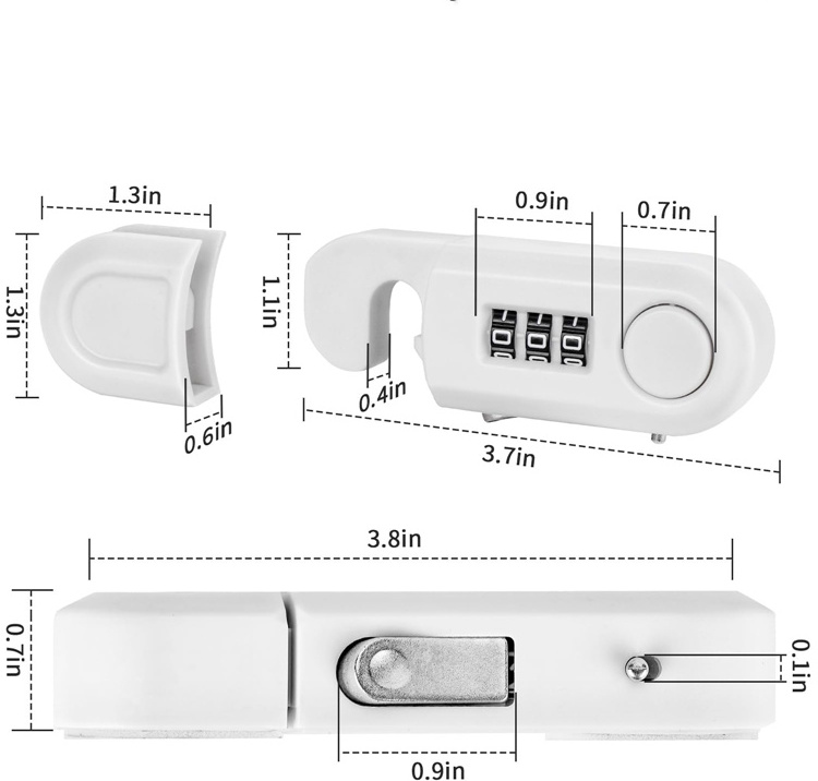 YH3134 3 Digit mechanical cabinet lock baby proofing fridge lock for knob kids safety