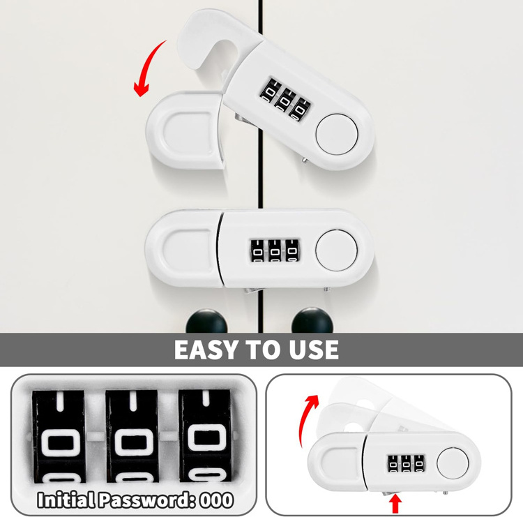 YH3134 3 Digit mechanical cabinet lock baby proofing fridge lock for knob kids safety