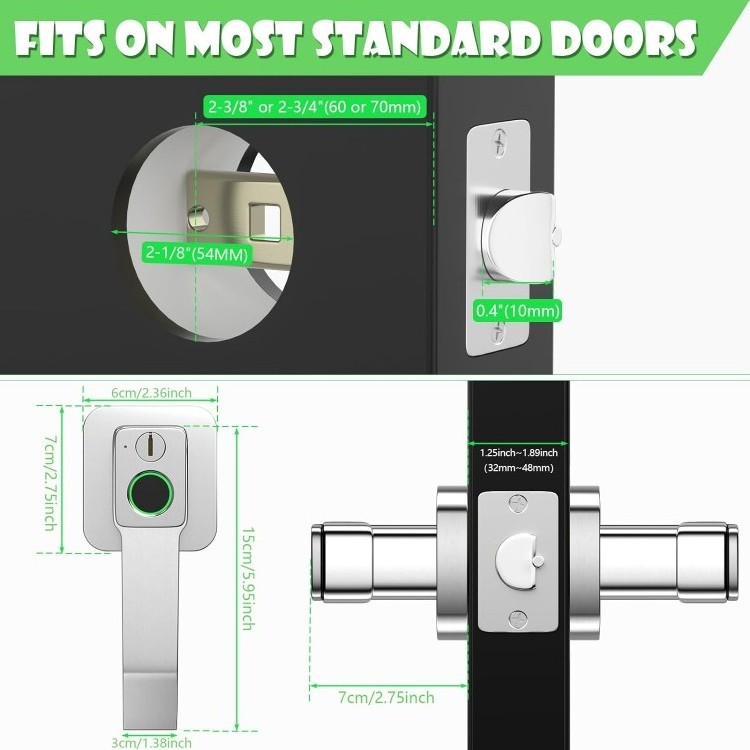 YH3158 Fingerprint Door Lock with App Control, Keyless Entry Door Lock with Handle, Smart Biometric Door Knob