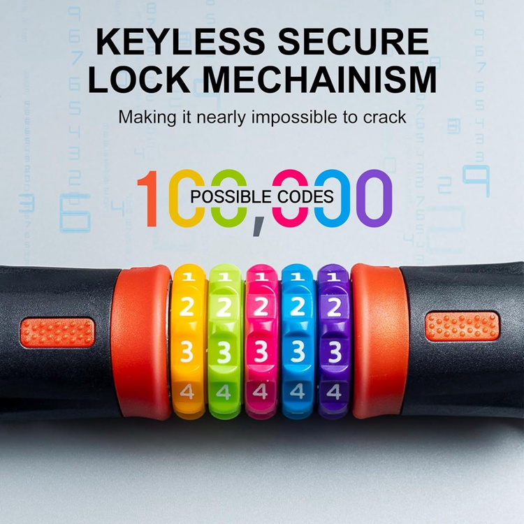 YH3342  Rainbow Bike Lock Combination,5-Digit Resettable Scooter Lock ,3.2 FT Heavy-Duty Anti-Theft Lock