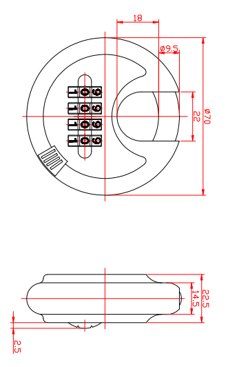 YH1808 Zinc Alloy Combo Round Disc Storage Lock