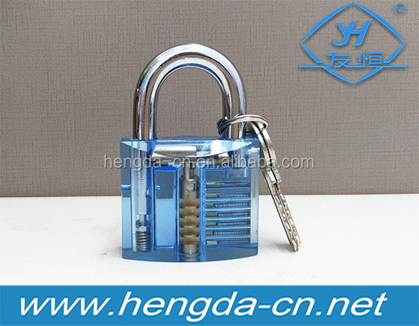 YH9247 Blue Transparent/Clear Cutaway Practice Padlock Lock Training Skill Pick for Locksmith