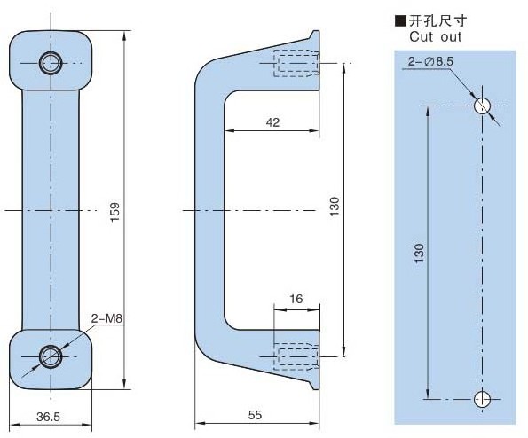 YH9478 Plastic Pull Cabinet Door Handles ABS Black PA Handles Furniture Hardware