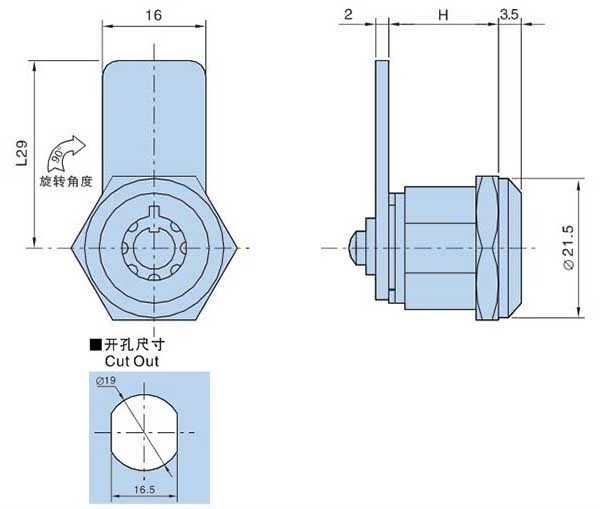 YH9715 Enclosure Lock Tubular Cam Lock Postal Mailbox Keyed Lock