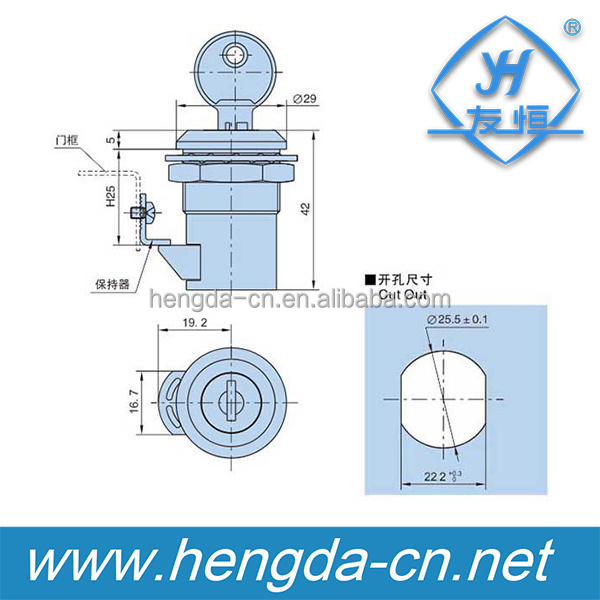 Office furniture small cylinder lock, pin cylinder lock