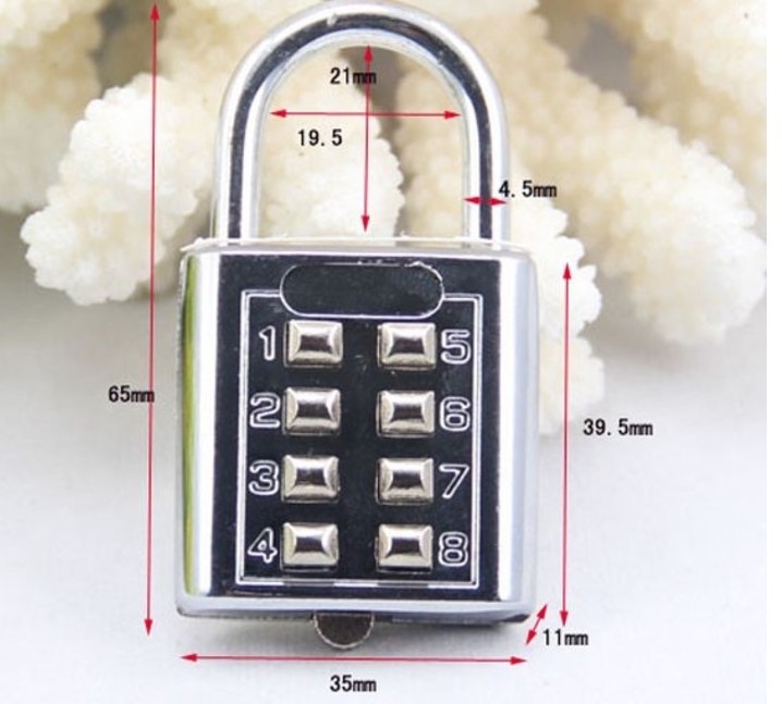 YH1069 Top Security Push Button Combination Padlock 8 Digit Gate Lock