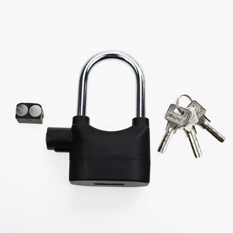 YH1617 Aluminium Alloy/zinc Alarm Black Color Painting 110db Kinbar Anti Theft Security Padlock Alerts With Alarm