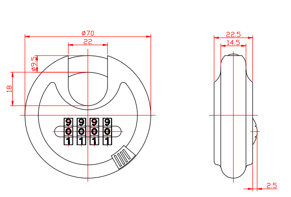 YH1808 Zinc Alloy Round Digital Password Disc Combination Padlock