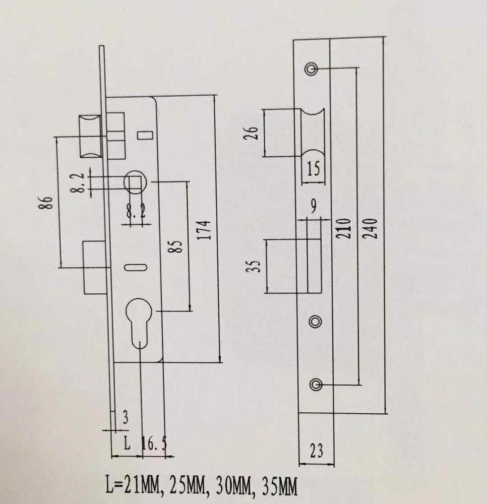 YH10071 High quality useful roll up anbo door lock narrow lock body