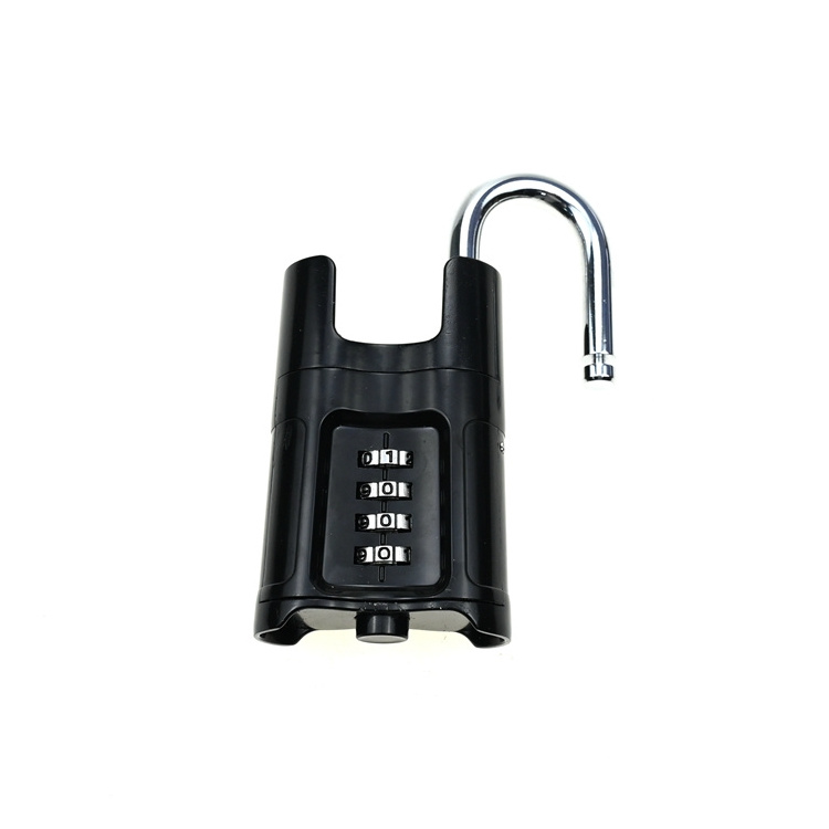 YH1489 High Security Solid Steel 4 Digits Combination Padlock - Closed Shackle Anti-Theft Armor Padlock Waterproof Rust-Proof