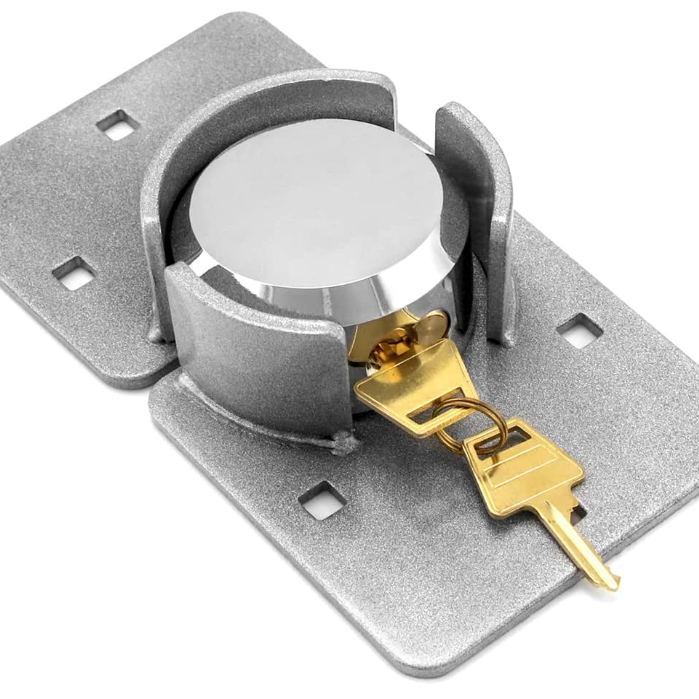 YH9600  High quality harden steel heavy duty puck Trailer door Cargo hidden shackle lock 73mm puck style lock HengdaChenming