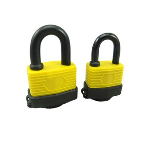 Colorful waterproof iron laminated padlock with plastic cover