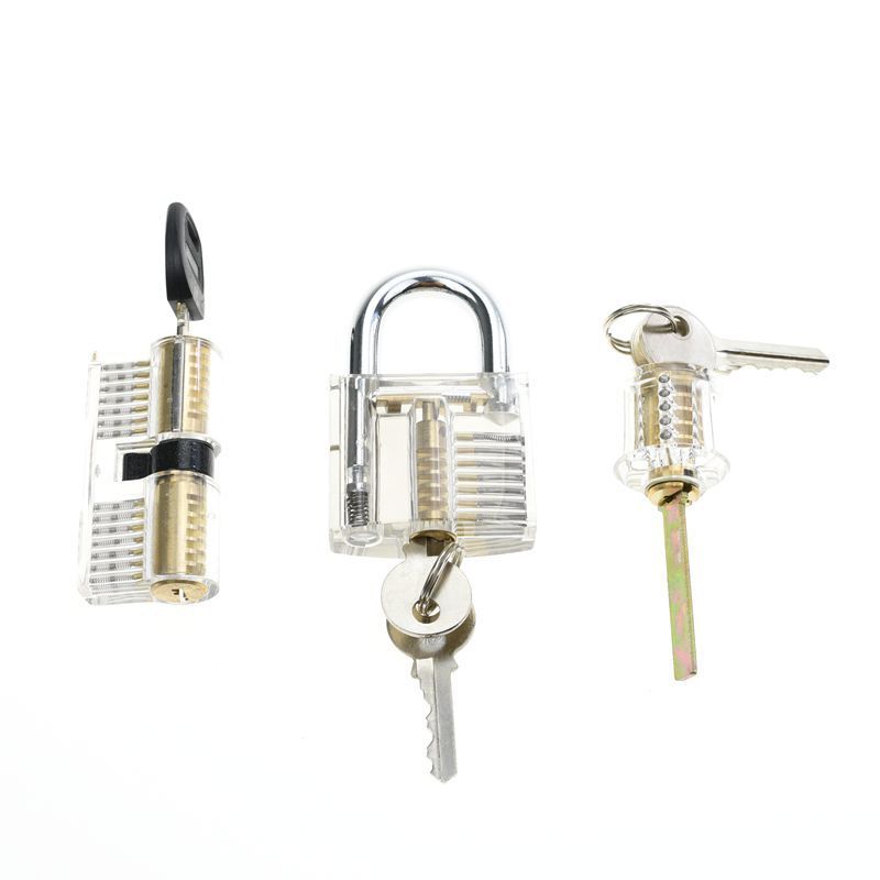 YH10021 3pcs Practice Lock Clear Set Locksmith Training Transparent Padlocks