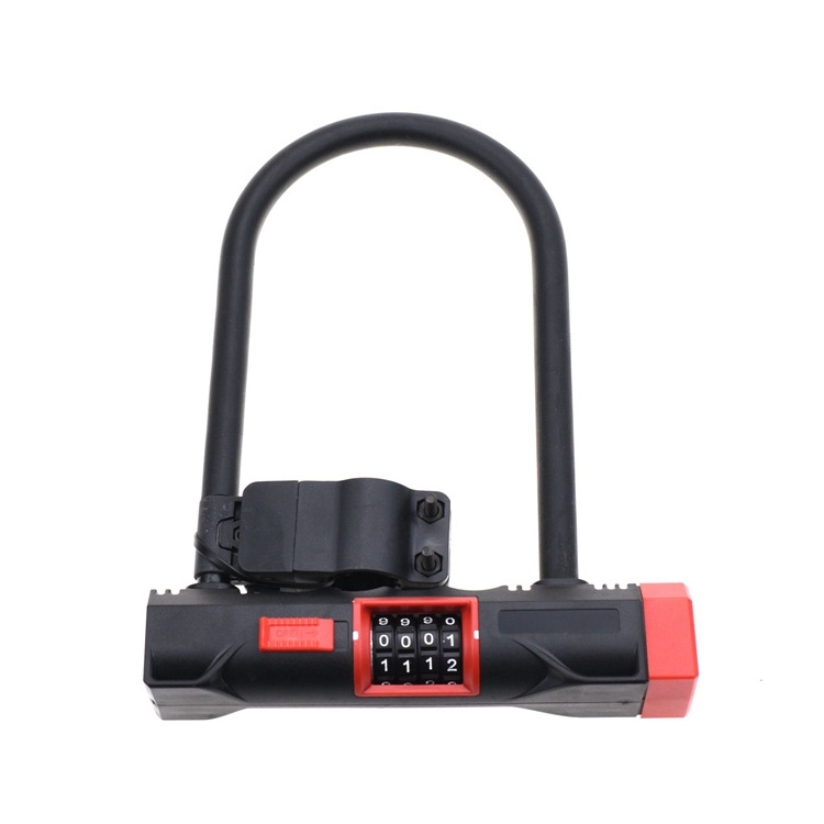 YH9226 Durable Heavy Duty Digital Combination Bicycle U Lock with Bracket Shackle Bike Safety 4-digit U shape Lock