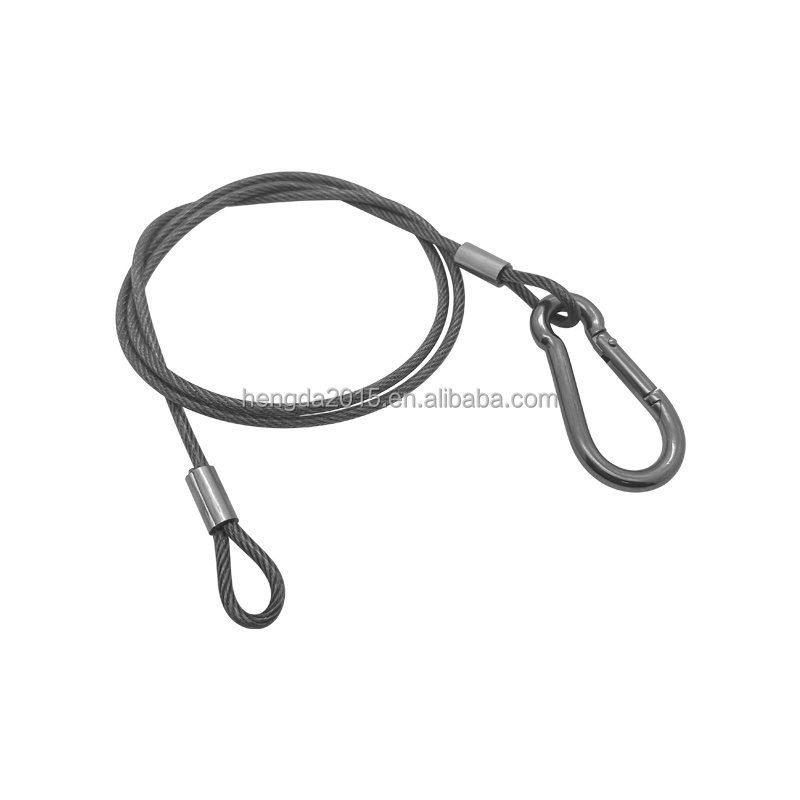 Factory Price Stainless Steel Scaffolding Wire Rope Lifting Slings Cable with End fitting Both Sides Loop-Carabiner