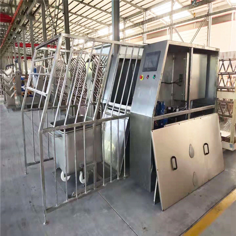 Customized automatic meat workshop trolley cleaning equipment meat tote bins washing machine