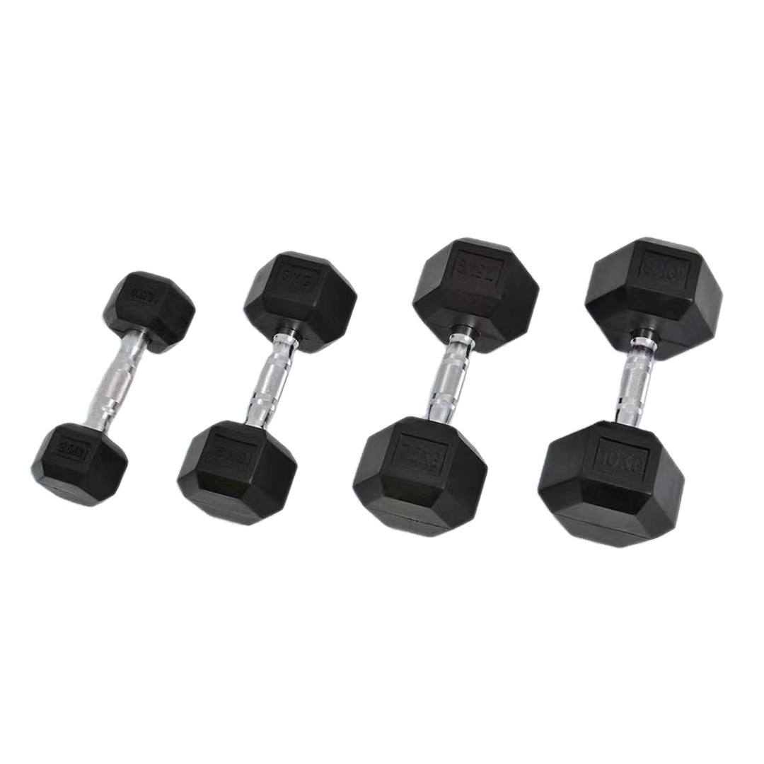 2024 Hex Rubber Coated Dumbbell Fitness Equipment for Body Building in 15kg 40kg 50kg Durable Free Weights For Home Use