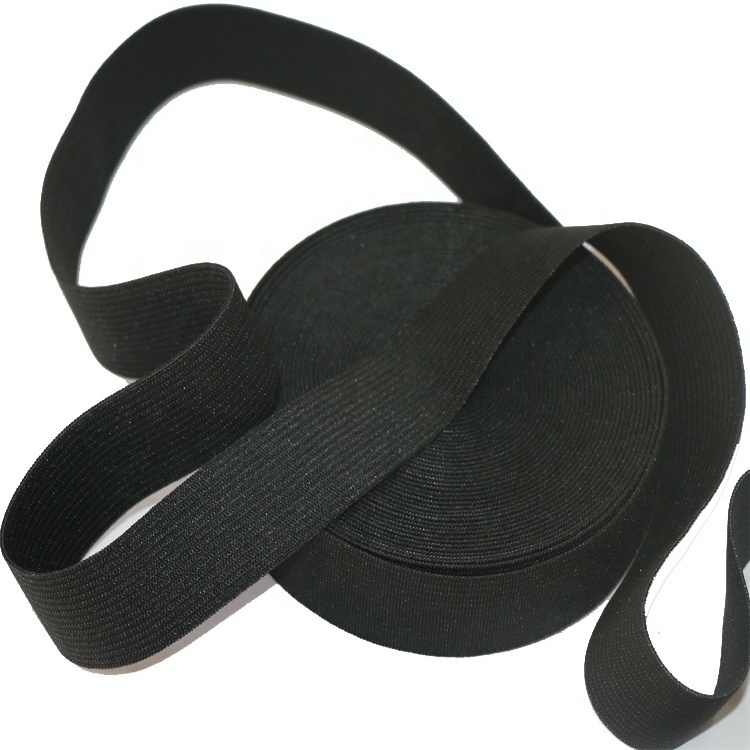 Latex Free Low Price Superior Quality 25mm Black Polyester Spandex Knitted Elastic Band for Medical Face Mask