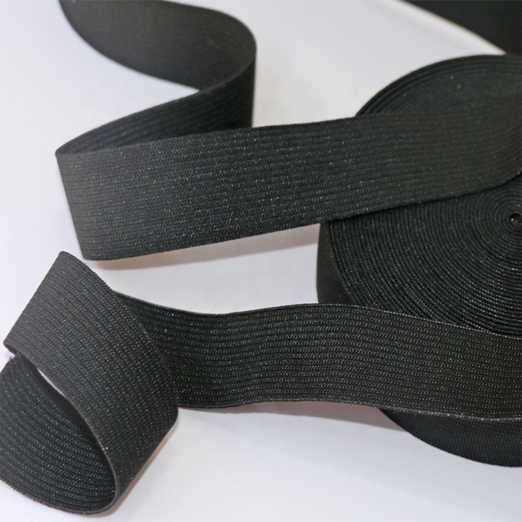 Latex Free Low Price Superior Quality 25mm Black Polyester Spandex Knitted Elastic Band for Medical Face Mask