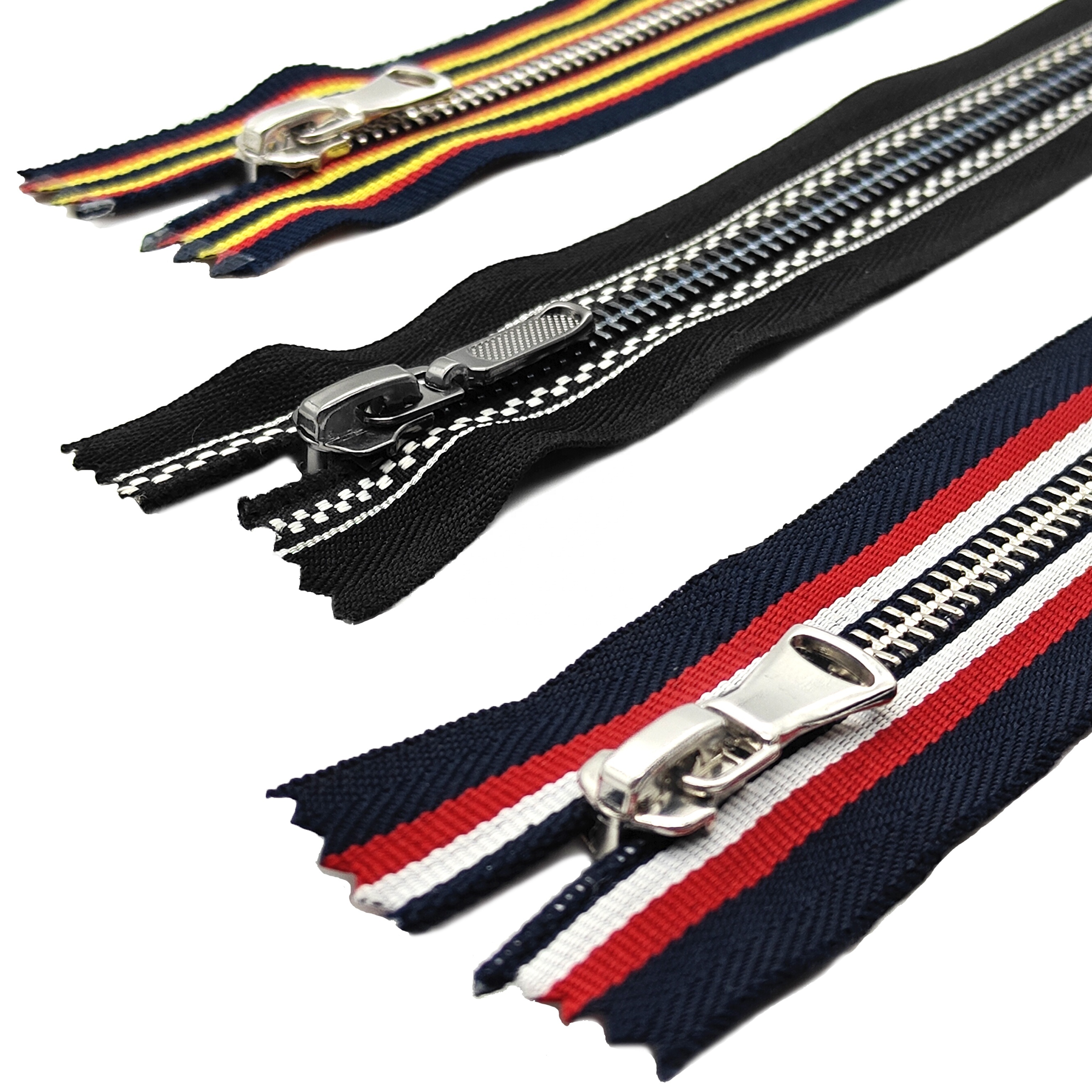 Custom Colorful Tape Zipper for Handbags Jacket Striped Zipper Tape  Heavy Duty Roll 5# 8# Long Chain Metal zipper