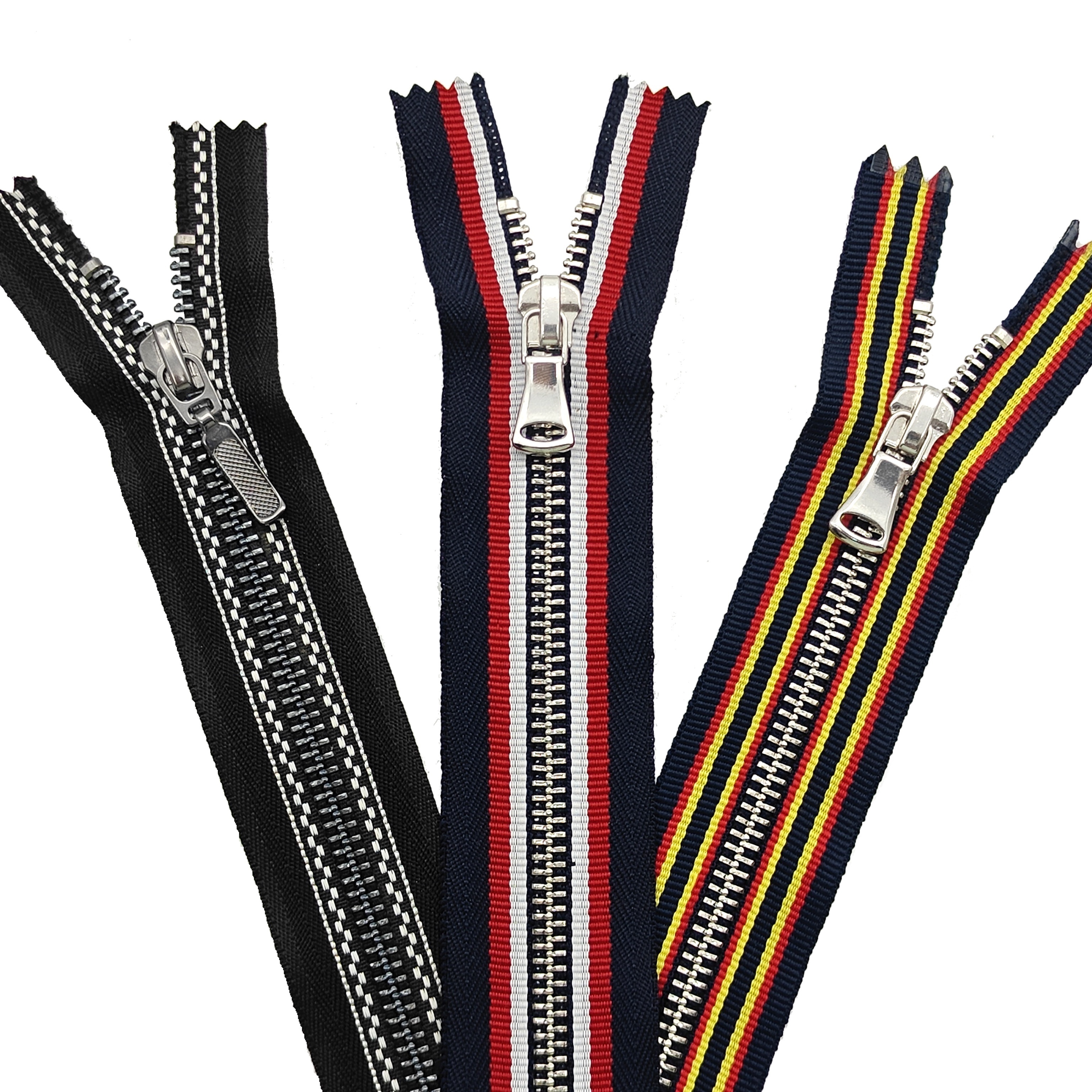 Custom Colorful Tape Zipper for Handbags Jacket Striped Zipper Tape  Heavy Duty Roll 5# 8# Long Chain Metal zipper