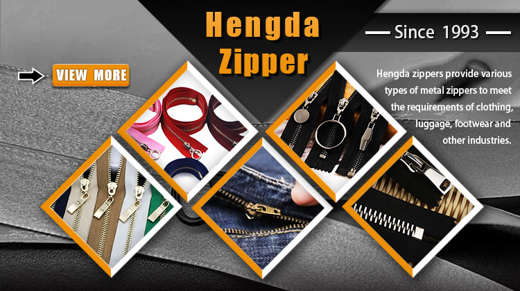 Hengda Wholesale Custom  5# Close End Metal Zip Brass Teeth Black Zipper with Double Sliders Jacket Zipper