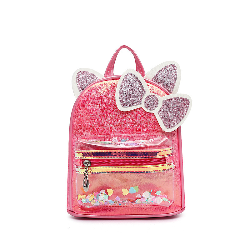 High Quality Cat Ears Bowknot Sequined Small Backpack Children's School Bag For Girls