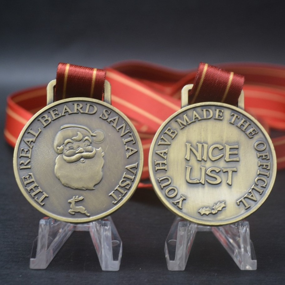 Merry Christmas Happy Holidays Santa Claus GIFT MEDAL Jingle bell Nice list medal