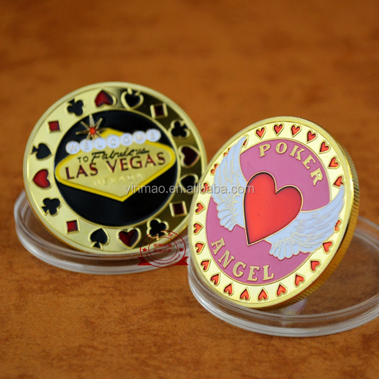 Poker Angel custom good luck coin LAS VEGAS Casino Chips gold metal souvenir coin