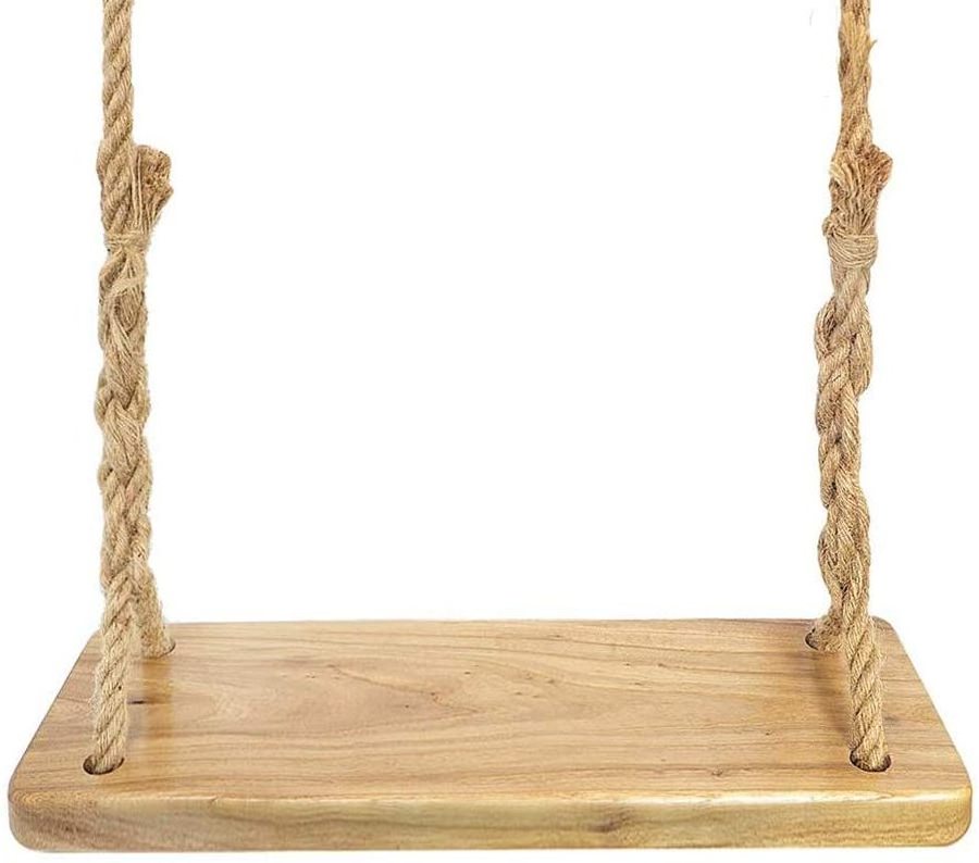 Waterproof Solid Wood Teak Wooden Tree Swing Set Seat Bench Replacement Rope Outdoor Backyard For Baby Kids Children Adult