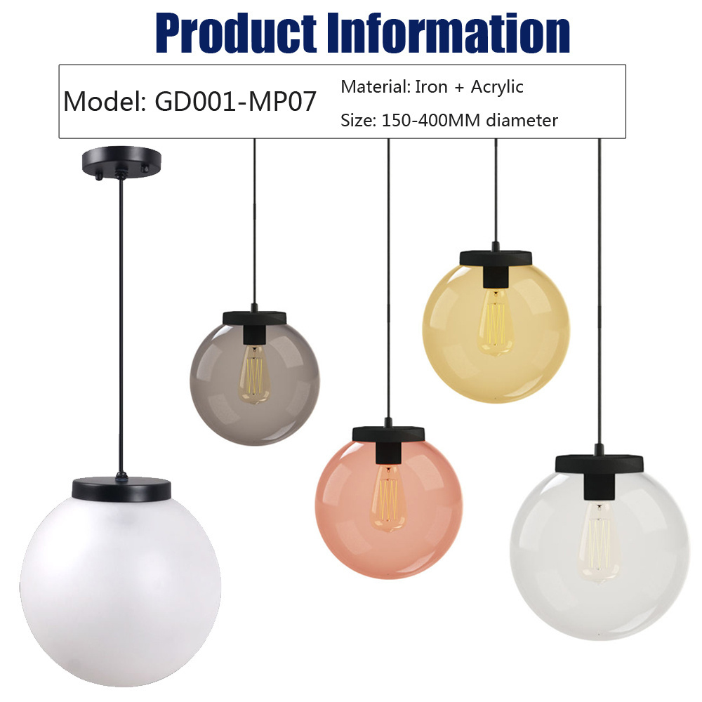 Modern globe ball pendant iron acrylic decorating home restaurant modern led ceiling light