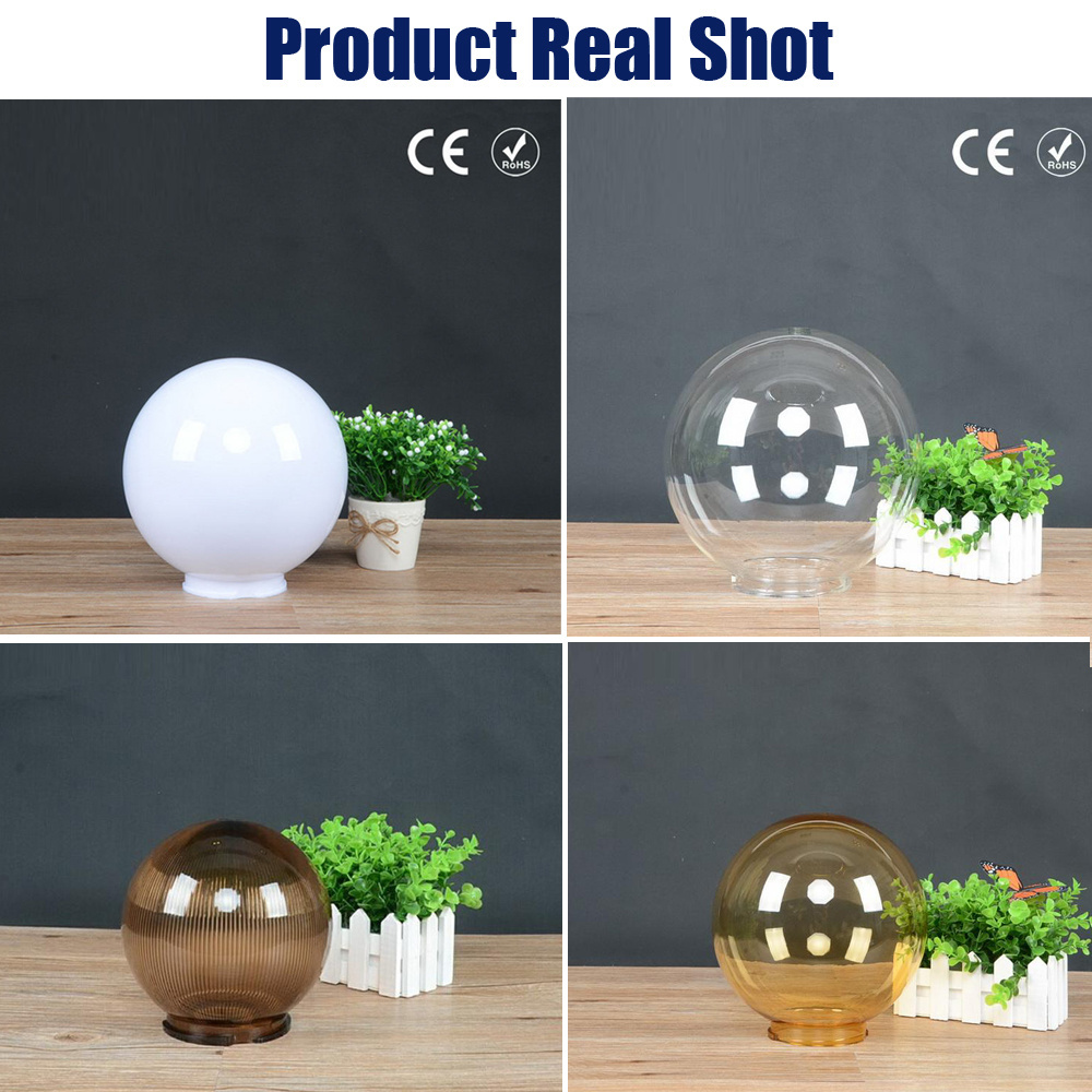 250MM traditional outdoor exterior garden smoke grey sphere round ball cover clear white plastic globe lamp shade