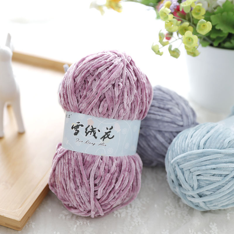 DIY space dyed yarn chunky crochet velvet bulk hand knitting yarn 100% polyester chenille tufting yarn for crochet