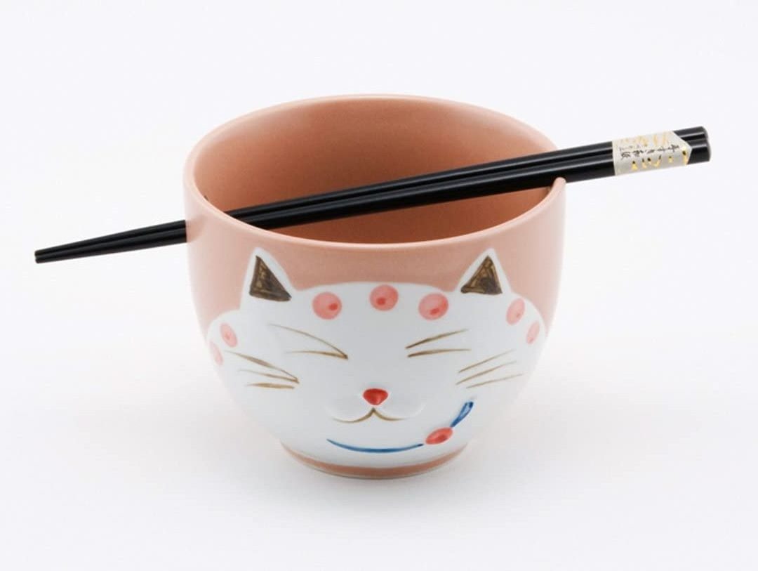 Ceramic Ramen Noodle Bowl with Chopsticks