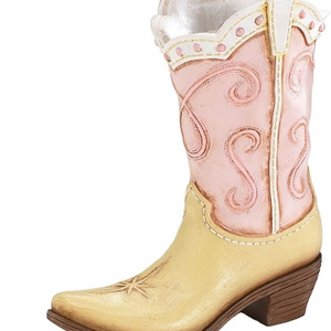 Ceramic Pink Ladies Cowboy Cowgirl Boot Vase