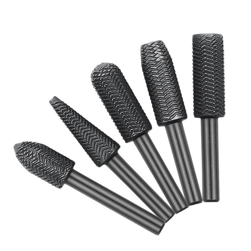 5pcs Rotary Steel File Rasp Wood Drill Bits Burrs Metal Grinding Grooved Sanding Engraving Milling Polish Tool