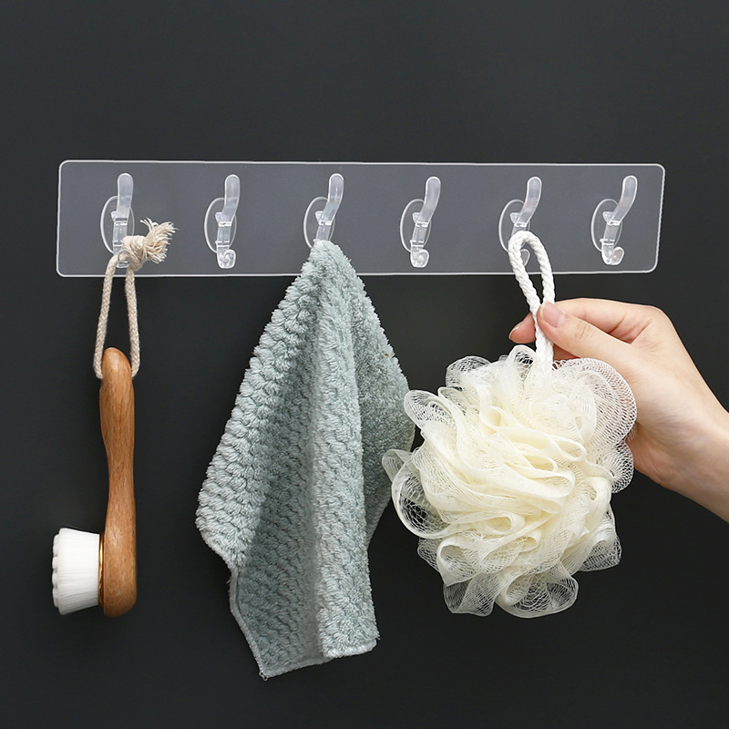 Perforation-free traceless crystal row hook Transparent  wall adhesive Hook Wall Sticker Hanger Hook  for hanging wall