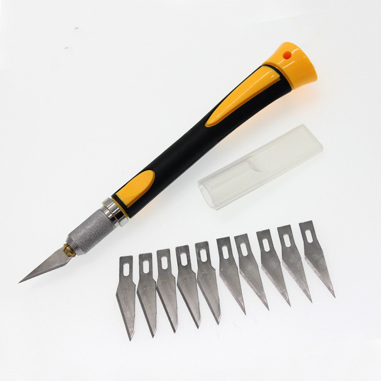 carving knife pen type paper knife fruit carving DIY handmade send replacement blade 10 pieces of  seal carving knife