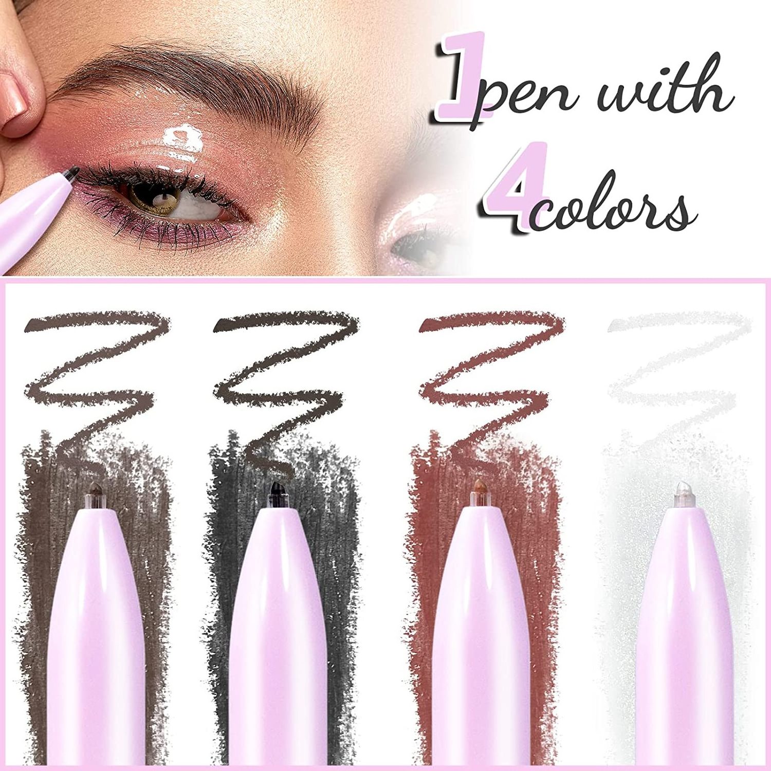 Waterproof 4-in-1 Makeup Pen Private Label Long Lasting Vegan Multi Function Eyeliner Highlighter Lipliner Eyebrow Pencil